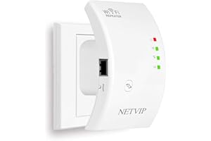 NETVIP WiFi Booster,300Mbps WiFi Range Extender Wireless Signal Booster Internal Antennas for Home 2.4GHz Internet Repeater w