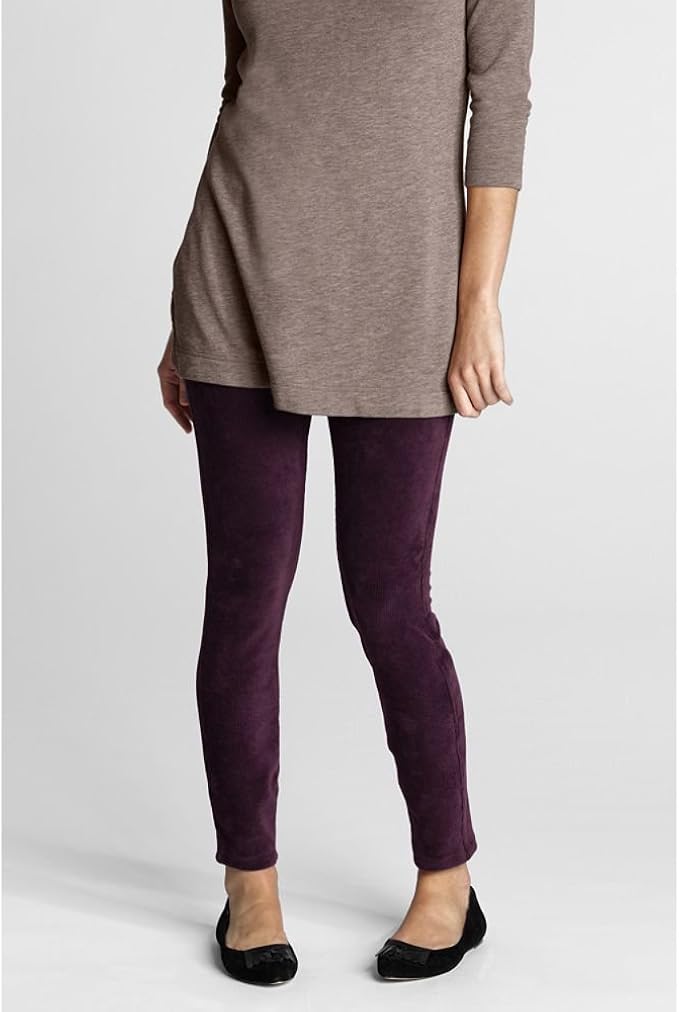 Lands' End Women's Tall Fit 2 Sport Corduroy Leggings, L, Aubergine Plum at Amazon Womenâs 