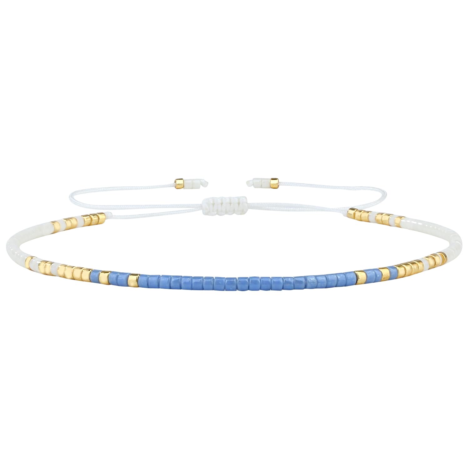KELITCH New Miyuki Seed Bead Wrap Bracelets Woven Bohemian Friendship Bracelets Bangles for Women (Gray Blue 20K)
