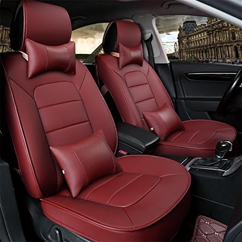 RIRUI Easy to Clean PU Leather Car Seat Cushions,Universal Fit Car Seat Covers , Red