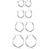 ORAZIO 4 Pairs Stainless Steel Hoop Earrings Set Cute Huggie Earrings for Women,10MM-20MM