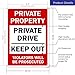 Private Property Private Drive, No Trespassing Sign, 10x14 Inches, Rust Free .040 Aluminum, Fade Resistant, Made in USA