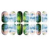 YESURPRISE New Trendy 1pack 3D Beautiful Landscape Nail Art Tips Pack Decal Wrap Water Tattoo Noctilucent Transfer Stickers DIY Decoration Fashion Xmas Gift #9