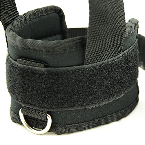 Workouty Pair of Adjustable Ankle Cuffs with Feet Straps for Cable Machine Attachment (Black) - Thumbnail 2
