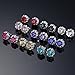 IBLUE 9 Pairs Stainless Steel Flower Clear Cubic Zirconia Stud Earring Set