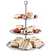 VonShef 3 Tier Cake Serving Stand Tray To Display Cakes, Cupcakes, Cookies, Tapas, Buffets, Perfect For Christmas Party Wedding Food Displays, Stainless Steel, 15 Inches Tall