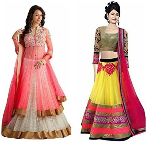 Sky Global Women's Embroidered Lehenga Choli (Combo Pack of 2) (SKY_LC_4012)(Lehnga_145)(Lehnga_130)