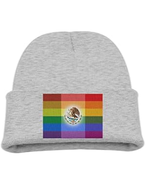 Mexican Rainbow Flag Kid's Hats Winter Funny Soft Knit Beanie Cap children Unisex