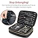 Habe Travel Jewelry Organizer Case - Truly Tangle Free - Space Saving Jewelry Storage Bag - Small Travel Jewelry Box Holds The Most - 12 Pair Earrings, 7 Necklaces, Adjustable Dividers, Large Pocket