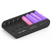 ISDT A8 Air Household Battery Charger, 8 Bay AA AAA Smart Battery Charger Max 27W, Fast Charging for Nimh NiCd Lithium LiHv Life 1.2V 1.5V 3.7V Rechargeable Battery, USB C Input, Black