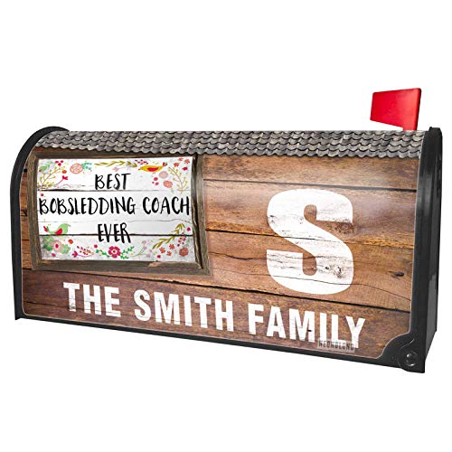 NEONBLOND Custom Mailbox Cover Happy Floral Border Bobsledding Coach