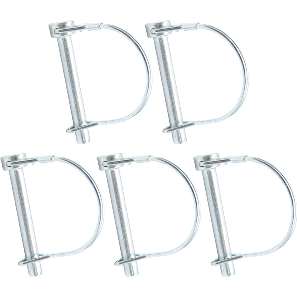 Hocansen 5 Pcs Wire Locking Pins 8x60mm D Shape Safety Coupler Pin Round Wire Shaft Locking Pin with Arch Wire Retainer for Farm, Tractors, Trailers（8x60mm/DX）