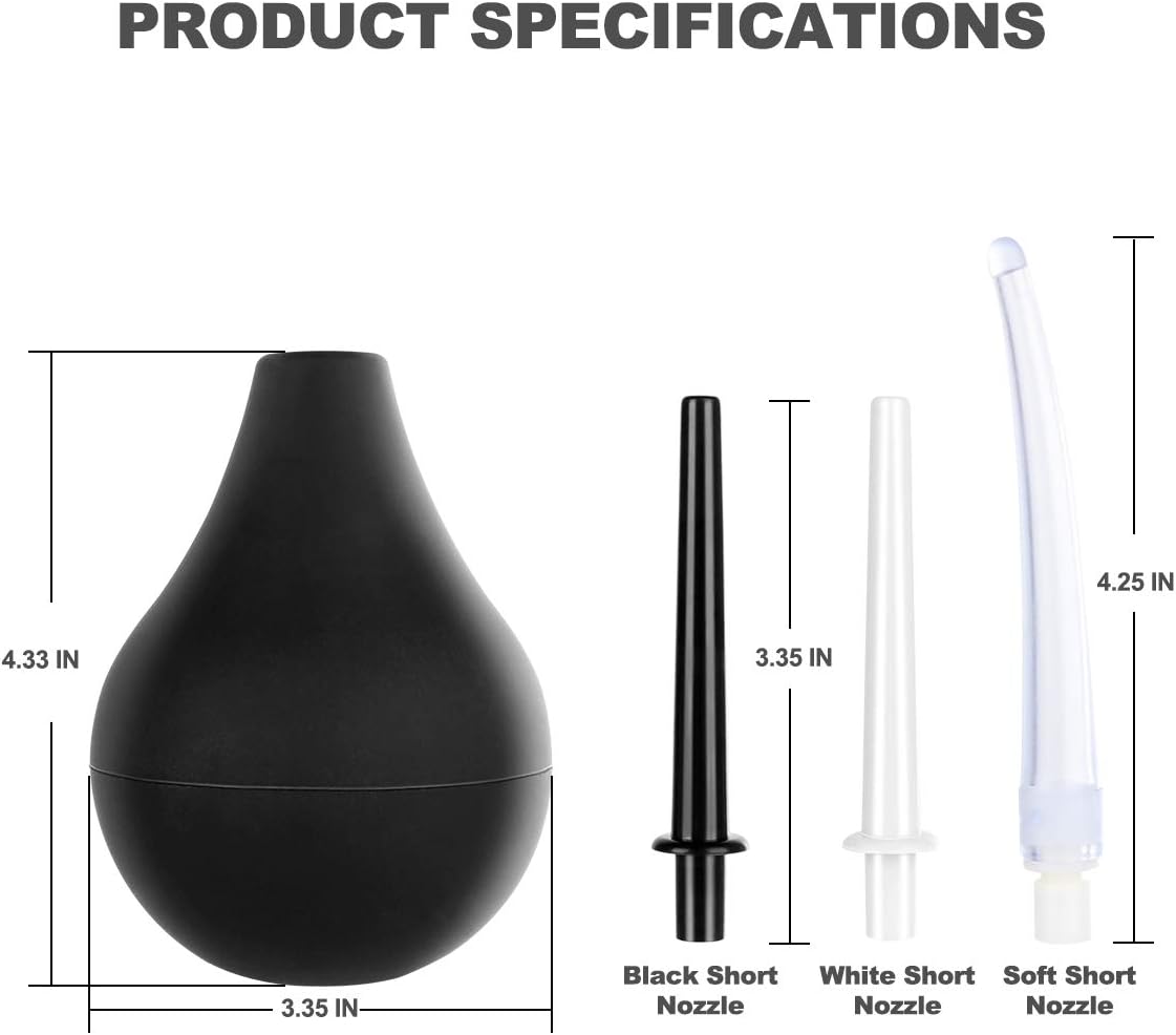 RANEU Enema Bulb Silicone Anal Douche Enema Kit for Women & Men with 3 Nozzles (Small): Health & Personal Care