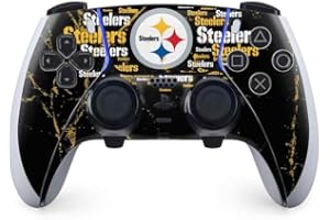 Skinit Decal Gaming Skin Compatible with PS5 DualSense Edge Pro Controller - Officially Licensed NFL Pittsburgh Steelers Black Blast Design