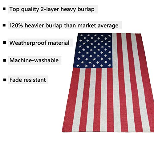 Mogarden American Garden Flag, Double Sided, 12.5 x 18 Inches, Weatherproof Heavy Burlap USA Yard Flag