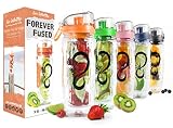 Live Infinitely 32 oz. Infuser Water Bottles - Featuring a Full Length Infusion Rod, Flip Top Lid, Dual Hand Grips & Recipe Ebook Gift (Orange, 32 oz)