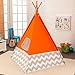 KidKraft Deluxe Bamboo and Canvas Play Teepee, Children's Furniture – Orange and Chevron Print, Gift for Ages 3+