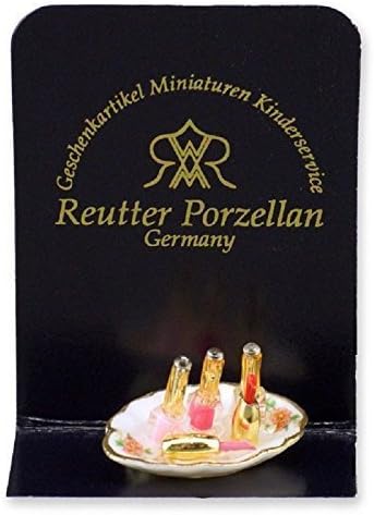 Dollhouse Miniature Lipstick and Nail Polish on a Tray by Reutter Porcelain by Reutter Porcelain