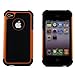 niceEshop(TM) Orange/Black Combo Hard Soft High Impact Body Armor Case Cover for Apple iPhone 4 4S