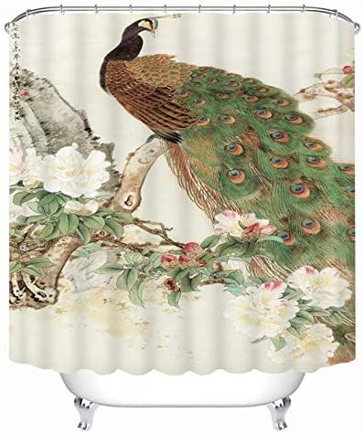 MAOYYM2 Vintage Peacock 3D Printed Shower Curtain Waterproof Polyester Fabric Bath Curtain For Bathroom Curtain Decor