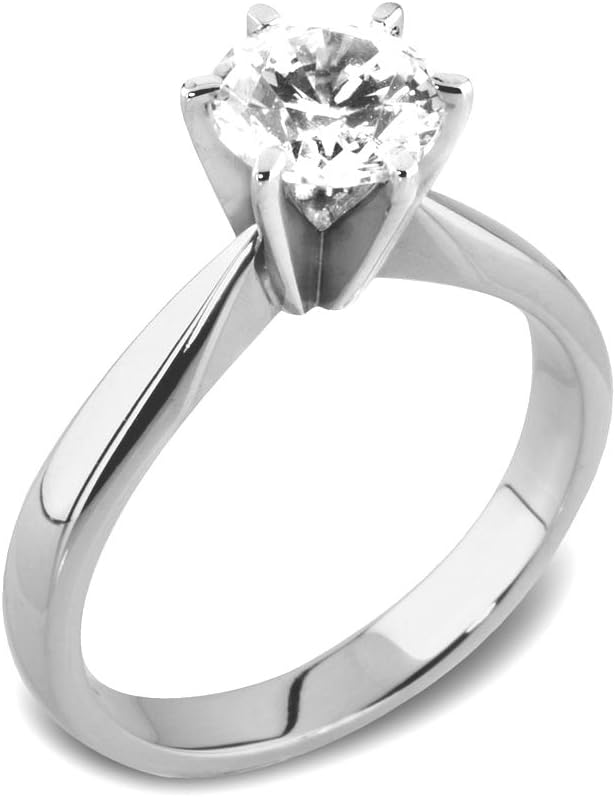 Abelini 9K White Gold Certified I1/HI 100% Natural Round Diamond Solitaire Engagement Rings (Available in 0.10-1.00CT)