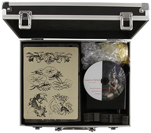 PRO Complete 8 Gun Tattoo Machine Kit with Tattoo Ink, LCD Power Supply, Needles, Grips and Case T08