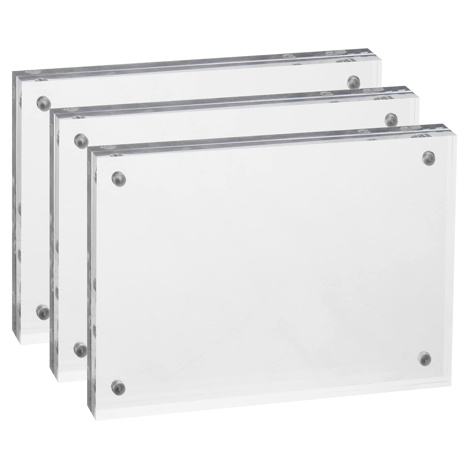PATIKIL Floating Photo Frame, 3" x 4.1" 3 Pack Desktop Frameless Picture Frame Double Sided Acrylic Magnetic Display Frame for Family Travel Party Photo Souvenirs Artwork, Clear