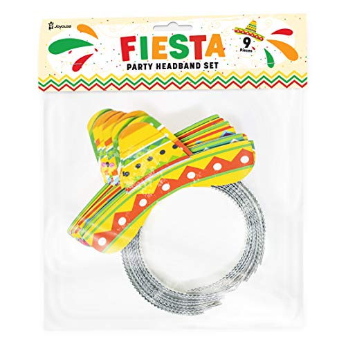 Joyousa Sombrero Party Hats - 9 Pack of Headbands – Fiesta Party Supplies & Cinco de Mayo Mexican Theme Taco Party Decorations for Men & Women
