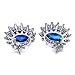 Sterling Silver Simulated Blue Sapphire with Clear Cubic Zirconia Princess Stud Earrings, 17mm