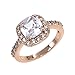 Cushion Halo Cubic Zirconia CZ Engagement Rings Wedding Party Statement Cocktails Classic Fashion Size 4-12