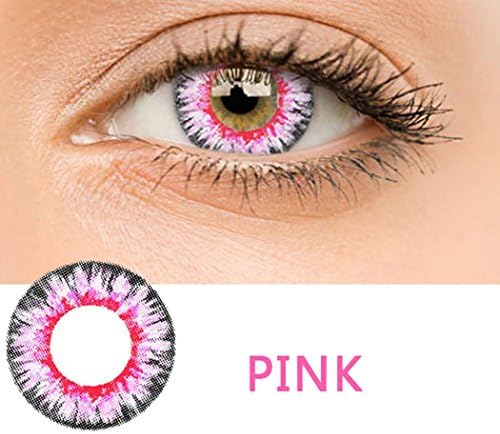 Adoeve Women Multicolor Cute Charm and Attractive Materials Contact Lenses (Pink 1 PC)