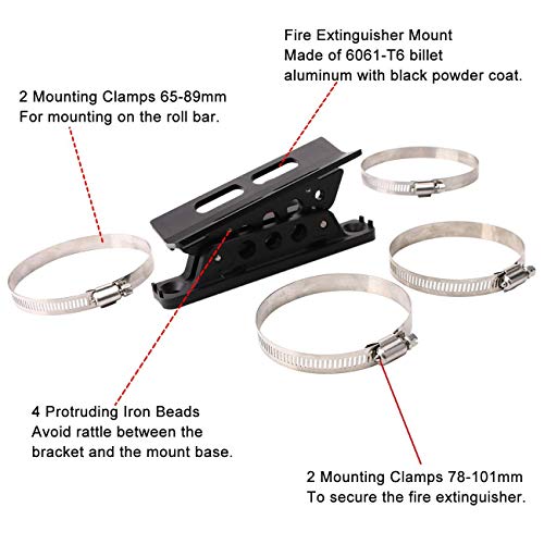 For Jeep Wrangler JK TJ CJ Rubicon Adjustable Roll Bar Fire Extinguisher Mount Holder w/Clamps For Polaris RZR Ranger (Metal Billet Aluminum) - Thumbnail 3
