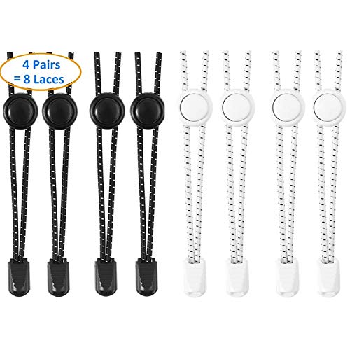 Udaily 4 Pairs No Tie Shoelaces for Kids and Adults, Elastic Shoe Laces for Sneaker