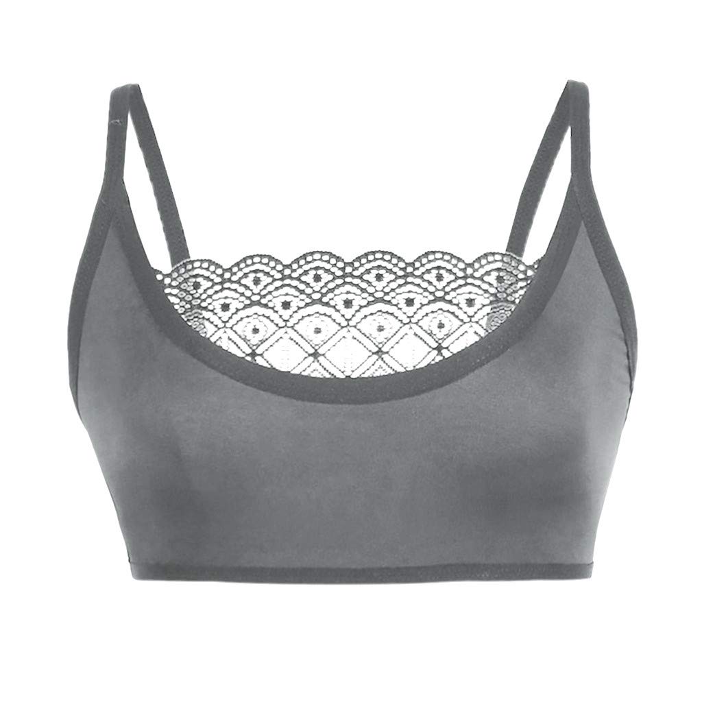 Yiduore Women\'s Sexy Lace Bralette Sports Bra Crop Tops Plus Size Bras Spaghetti Strap Cami Vest