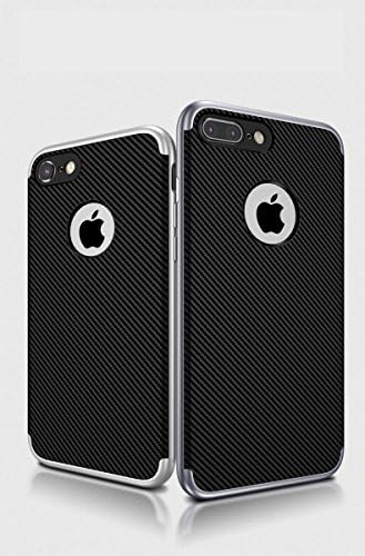 Iphone 7 Plus Case Kit Bundle, [Silver, Carbon fiber] with Tempered Glass Screen Protector Anti-Scratch, Anti-fingerprint, Shockproof