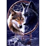 Adarl 5D DIY Diamond Painting Rhinestone Wolf Dream Catcher Pictures of Crystals Diamond Dotz Kits Arts, Crafts & Sewing Cross Stitch