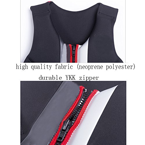 ZZ Lighting Neoprene Life Jacket Vest Waterski Wetsuit for Children and Adult with Zipper(Black,S)