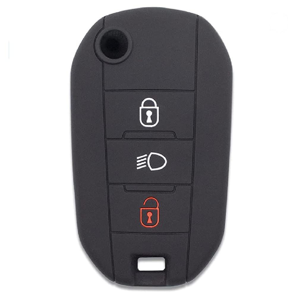 SALPIE Silicone Shell for Remote Control 3 Keys Citroen Cactus C3 C4 C5 C6 C8 C4L DS3 DS4 DS5 Picasso Xsara and Peugeot 208 301 308 408 508 2008 3008 5008 RCZ (See compatibility in photos) (Black)