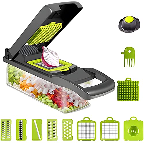 Toskope 15 in1 Mandolina per Verdure, Taglia Verdure con 6 Lame in Inox, Affetta Verdure Multifunzione per Affettare,Tagliare e Grattugiare Verdure