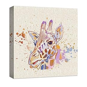 Canvas Wall Art Cute Abstract Animals Painting Artwork for Home Prints Framed - 12x12 inches