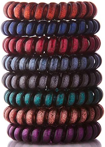 Girly Spiral Hair Ties, Coil Hair Ties, Phone Cord Hair Ties, No Crease, No Damage, Waterproof 8 pcs