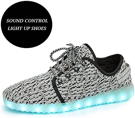 LeoVera Unisex LED Shoes USB Charging Flashing Sneakers Light up Shoes for Women Men LVYZ3008-Grey-45