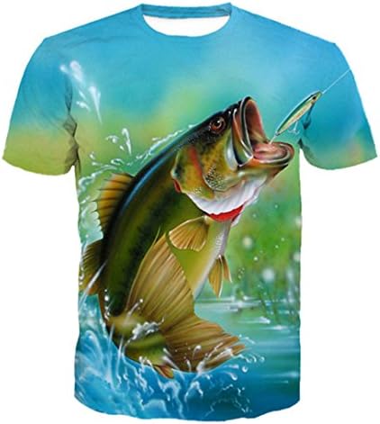 YUANXUTSHI 3D Oil Fish Fun Men Short Sleeve T-Shirt