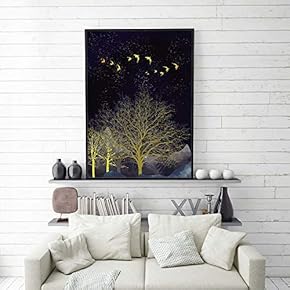 SIGNFORD Framed Canvas Home Artwork Decoration Golden Abstract...