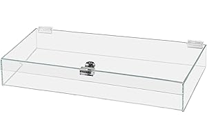 Acrylic Locking Display Case with Keys 18" x 12" x 3" Clear Rectangular Lucite Countertop Tray with Lid for Artifacts Antiques Collectibles Jewelry Currency and Coins by Marketing Holders