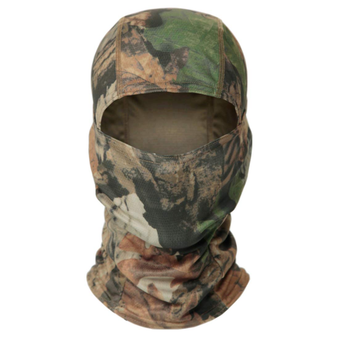 QMFIVE Balaclava Camo Ninja Hood Tactical Full Face Mask Head Wrap Face Neckerchief Men and Women Multi-purpose Outdoor Hiking Cycling Climbing (Ctype-LEAF)