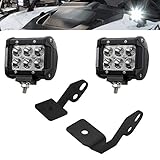 ASD Pair 18W LED Fog Light UTV Off-road W/ Side Pillar Mount Bracket For 2014 2015 2016 2017 POLARIS RZR XP 1000 RZR 900 Below Windshield