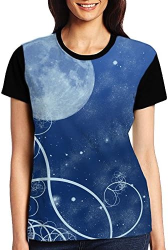 FENGCHECUN Women's Polyester Short Sleeve Ice and Snow Moon In Fairy Tales T-Shirt Round Neck Tees