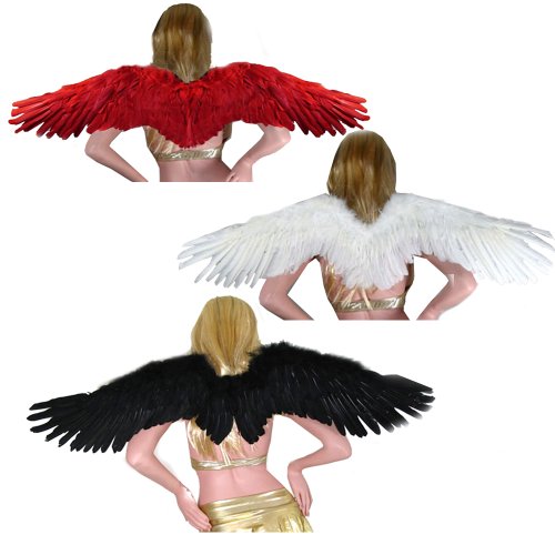 SACASUSA (TM) Large Feather Halloween Angel Wings 3 colors Black, White , Red