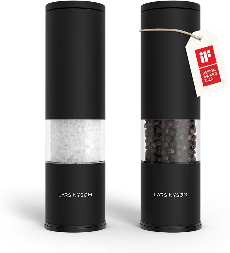 LARS NYSØM Salt and Pepper Grinder Set Stainless Steel Adjustable Ceramic